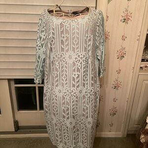 Jessica Howard Light teal Lace Long Sleeve Dress